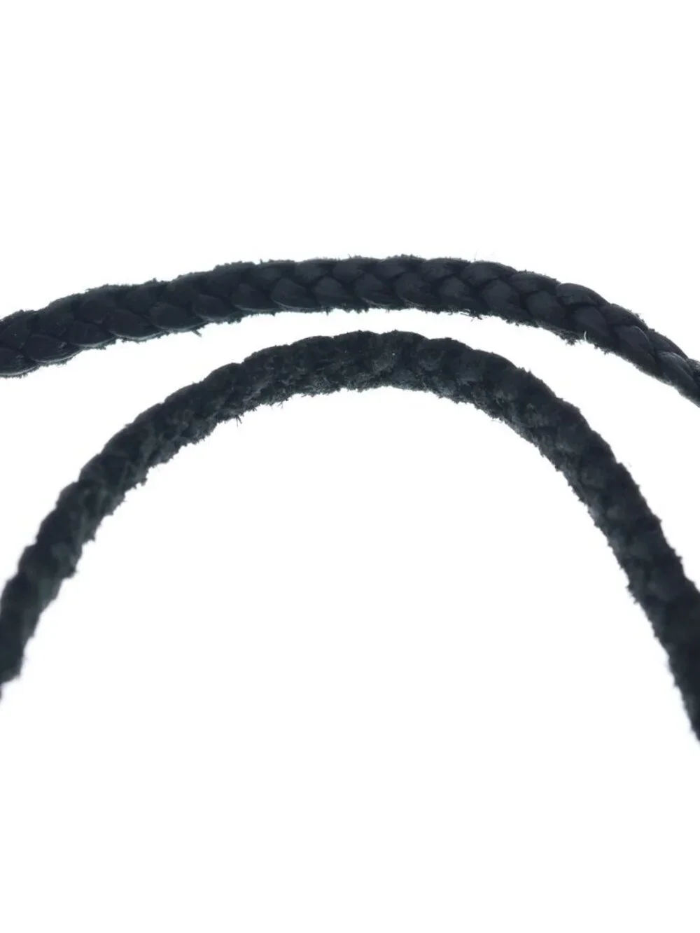 Chrome Hearts Leather Braid Scroll Necklace Black Silver